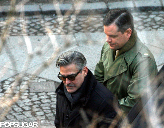 George Clooney and Matt Damon were on set together in Berlin.
George Clooney and Matt Damon were on set together in Berlin.