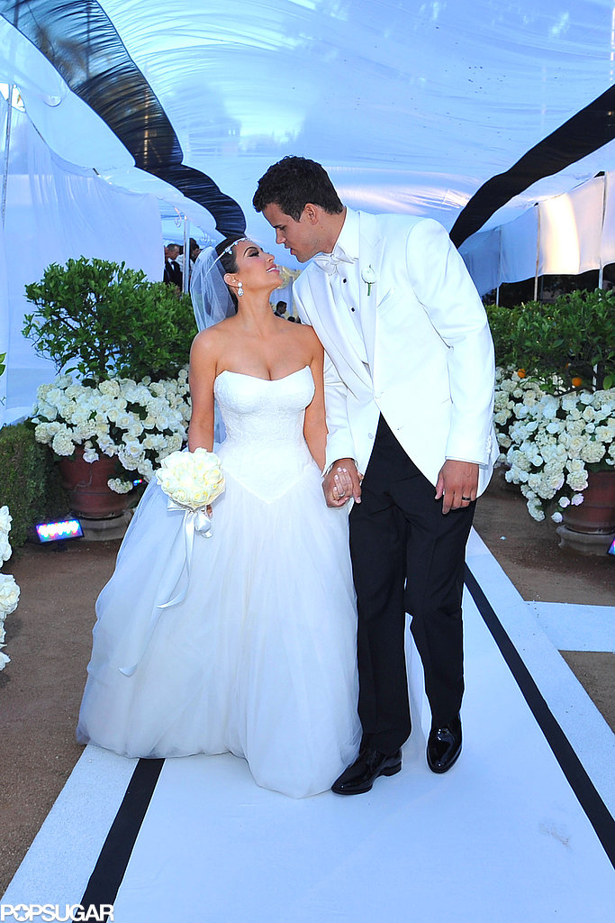 Kim Kardashian and Kris Humphries started their 72-day marriage with an LA ceremony that took place in August 2011.
Kim Kardashian and Kris Humphries started their 72-day marriage with an LA ceremony that took place in August 2011.