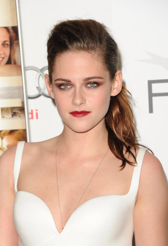 Red eye shadow and red lipstick made a tantalizing pairing for Kristen's turn on the red carpet at the LA premiere of On the Road in 2012.
Red eye shadow and red lipstick made a tantalizing pairing for Kristen's turn on the red carpet at the LA premiere of On the Road in 2012.
