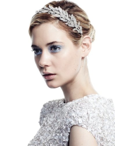 Highlighting a delicate crystal leaf detail, Jennifer Behr's Arielle crystal headband ($1,250) is a true masterpiece, fit for every princess bride.
Highlighting a delicate crystal leaf detail, Jennifer Behr's Arielle crystal headband ($1,250) is a true masterpiece, fit for every princess bride.
