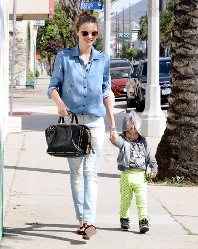Miranda Kerr made a case for denim on denim by pairing her light-wash chambray top with ultradistressed pants. Her button-down and seriously ripped skin jeans played the casual counterpart to her studded black bag and maroon-embroidered Miu Miu loafers.
Miranda Kerr made a case for denim on denim by pairing her light-wash chambray top with ultradistressed pants. Her button-down and seriously ripped skin jeans played the casual counterpart to her studded black bag and maroon-embroidered Miu Miu loafers.