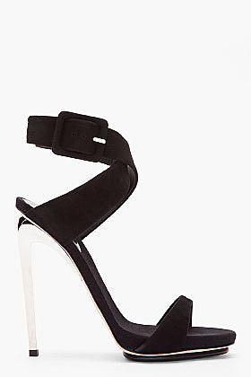 GIUSEPPE ZANOTTI Black suede and silver Alien 115 Heels