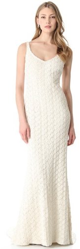 Badgley mischka collection Sleeveless Embroidered Gown