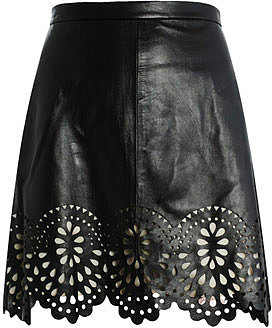 Lover Laser-cut leather skirt