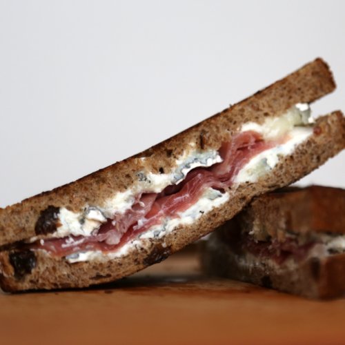 Humboldt Fog and Prosciutto Grilled Cheese Humboldt Fog and Prosciutto Grilled Cheese