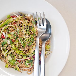 Sesame-Ginger Soba Noodle Salad With Ribboned Asparagus