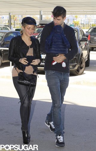 Gerard Piqué and Shakira made their way to the Barcelona airport with their son, Milan.
Gerard Piqué and Shakira made their way to the Barcelona airport with their son, Milan.