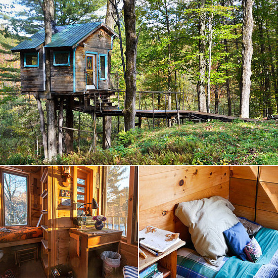 Perched on a cluster of maple trees, the forest tree house in Lincoln, VT, is a cozy but functional retreat, offering heat, electricity, a loft, and a bathroom with a shower. Even better? Beautiful views of Mount Abraham and the sweeping forest below.
Perched on a cluster of maple trees, the forest tree house in Lincoln, VT, is a cozy but functional retreat, offering heat, electricity, a loft, and a bathroom with a shower. Even better? Beautiful views of Mount Abraham and the sweeping forest below.