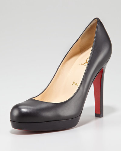 Christian Louboutin Bruges Leather Platform Red Sole Pump, Black