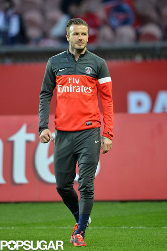 David Beckham played with his team Paris Saint-Germain yesterday.
David Beckham played with his team Paris Saint-Germain yesterday.