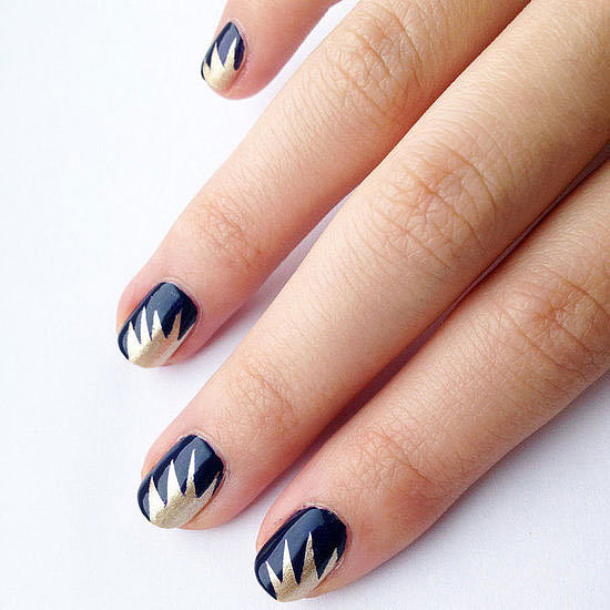 All you need are scissors and tape to create this stunning starburst nail art design.
All you need are scissors and tape to create this stunning starburst nail art design.
