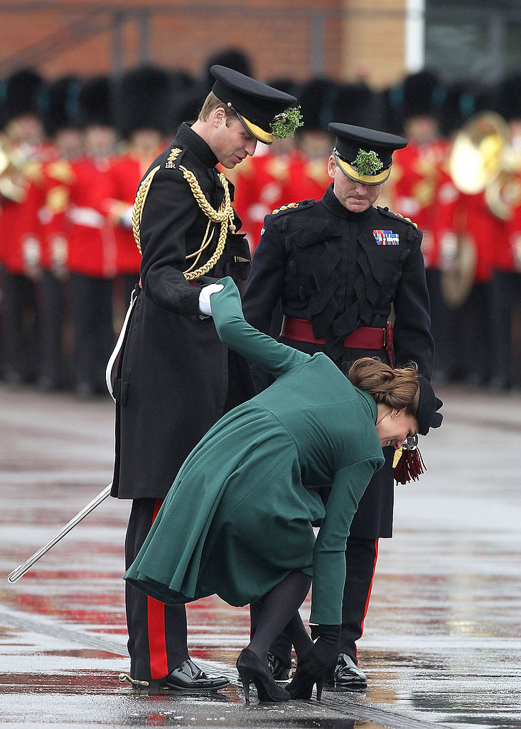 Prince William was quite the gentleman helping Kate with her shoe in March 2013 in England.
Prince William was quite the gentleman helping Kate with her shoe in March 2013 in England.