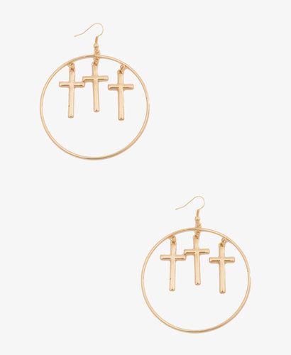FOREVER 21 Cross Charms Hoops