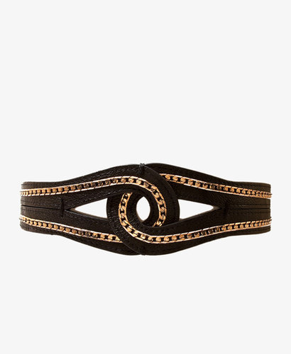 FOREVER 21 Chain Link-Trimmed Faux Leather Belt