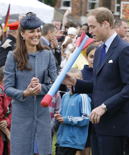 The couple showed off their sillier side for a children's sports event in early June 2012, and for the occasion, Kate donned a blue tweed Missoni coat.
The couple showed off their sillier side for a children's sports event in early June 2012, and for the occasion, Kate donned a blue tweed Missoni coat.