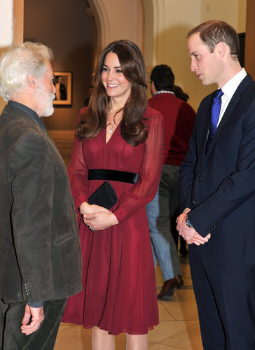 She wore a burgundy Whistles dress to the National Portrait Gallery in early 2013 for the unveiling of a new portrait of the duchess.
She wore a burgundy Whistles dress to the National Portrait Gallery in early 2013 for the unveiling of a new portrait of the duchess.