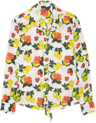 Equipment Daddy printed silk tie-front blouse