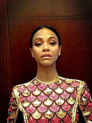 Zoe Saldana showed off her gorgeous Balmain minidress before hitting the red carpet for the Berlin premiere of Star Trek Into Darkness.
Source: Twitter user MakeupByVera
Zoe Saldana showed off her gorgeous Balmain minidress before hitting the red carpet for the Berlin premiere of Star Trek Into Darkness.
Source: Twitter user MakeupByVera
