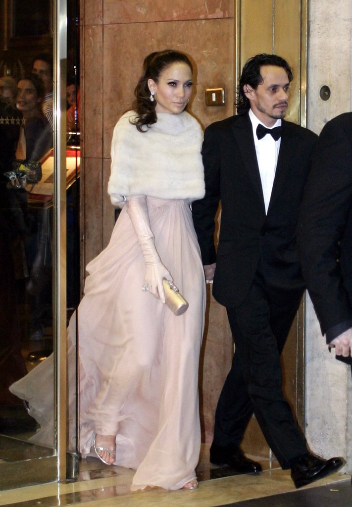 Jennifer Lopez held onto then-husband Marc Anthony while en route to Tom Cruise and Katie Holmes's July 2006 wedding in Rome.
Jennifer Lopez held onto then-husband Marc Anthony while en route to Tom Cruise and Katie Holmes's July 2006 wedding in Rome.