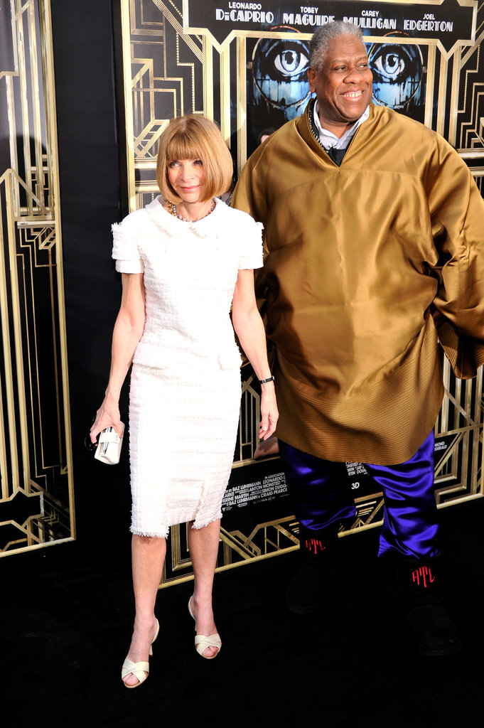 Anna Wintour made an entrance with André Leon Talley at the Great Gatsby premiere wearing a white Chanel dress paired with her go-to Manolo Blahnik pumps.
Anna Wintour made an entrance with André Leon Talley at the Great Gatsby premiere wearing a white Chanel dress paired with her go-to Manolo Blahnik pumps.