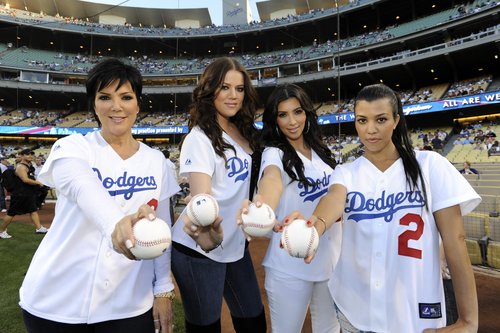 Kim Kardashian, her mom, Kris Jenner, and sisters Kourtney Kardashian and Khloé Kardashian all got in uniform for the LA Dodgers game in May 2009.
Kim Kardashian, her mom, Kris Jenner, and sisters Kourtney Kardashian and Khloé Kardashian all got in uniform for the LA Dodgers game in May 2009.