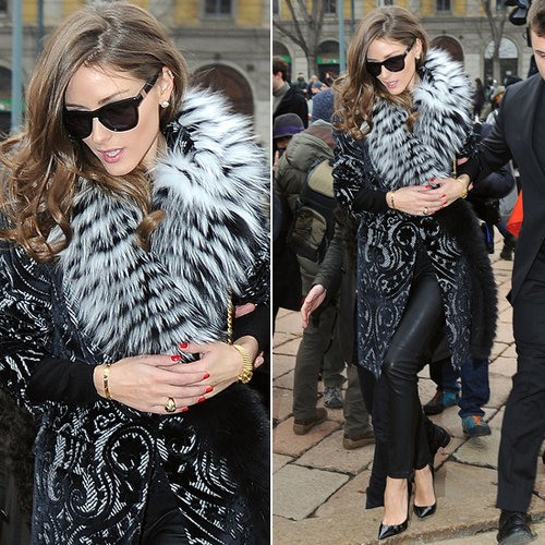 At Milan Fashion Week, Olivia Palermo stepped out in leather pants, a brocade coat with a fur collar finish, and these Westward Leaning shades ($180).
At Milan Fashion Week, Olivia Palermo stepped out in leather pants, a brocade coat with a fur collar finish, and these Westward Leaning shades ($180).