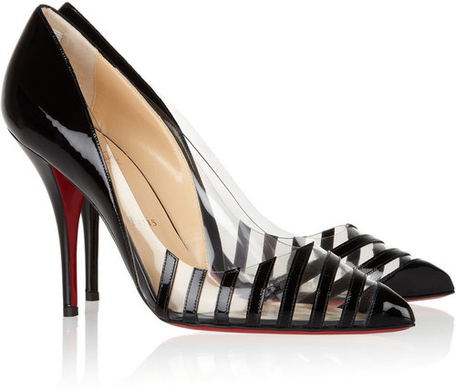 Christian Louboutin Pivichic 100 striped patent-leather and PVC pumps