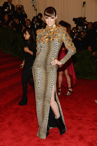 Coco Rocha took a walk on the wild side in a long-sleeved leopard Ungaro by Fausto Puglisi gown with dragonfly detailing along the top.
Coco Rocha took a walk on the wild side in a long-sleeved leopard Ungaro by Fausto Puglisi gown with dragonfly detailing along the top.