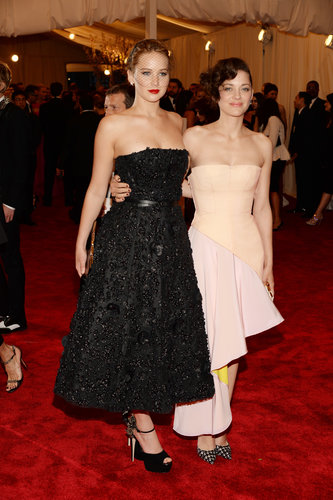 Marion Cotillard and Jennifer Lawrence at the Met Gala 2013.
Marion Cotillard and Jennifer Lawrence at the Met Gala 2013.
