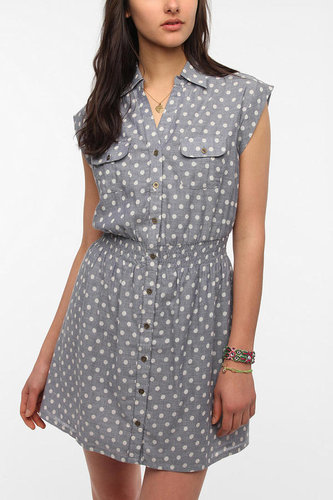 Pins And Needles Smocked Chambray Shirtdress