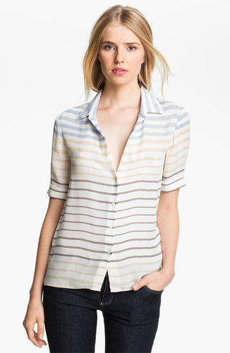 L'AGENCE Stripe Silk Blouse