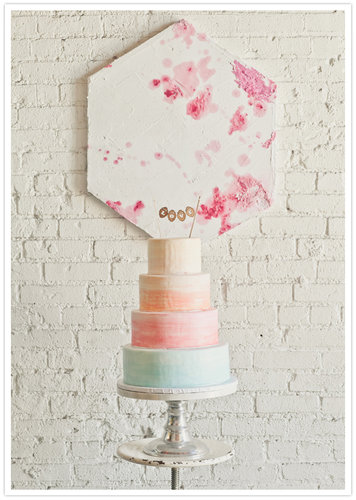 For a modern twist on a pastel palette, this cake utilizes food coloring to create a watercolor effect.
Photo by onelove photography via 100 Layer Cake
For a modern twist on a pastel palette, this cake utilizes food coloring to create a watercolor effect.
Photo by onelove photography via 100 Layer Cake