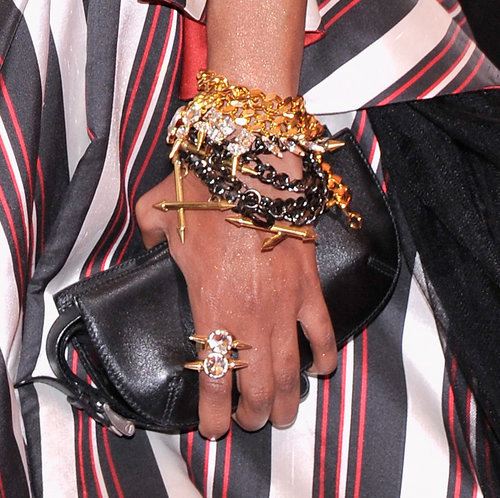 Liya Kebede played to the night's theme with an armful of edgy bracelets.
Liya Kebede played to the night's theme with an armful of edgy bracelets.