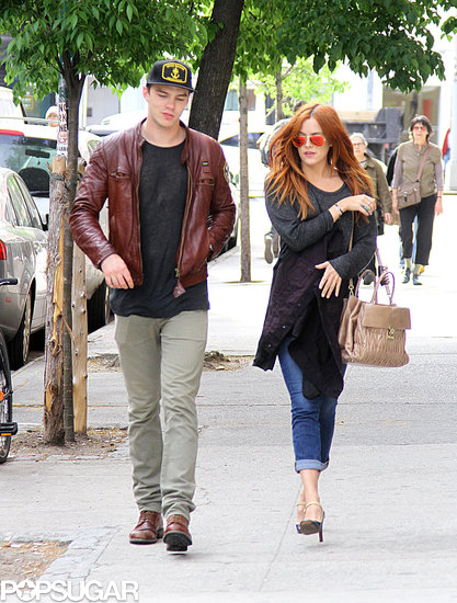 Nicholas Hoult walked with Riley Keough in NYC. Nicholas Hoult walked with Riley Keough in NYC.