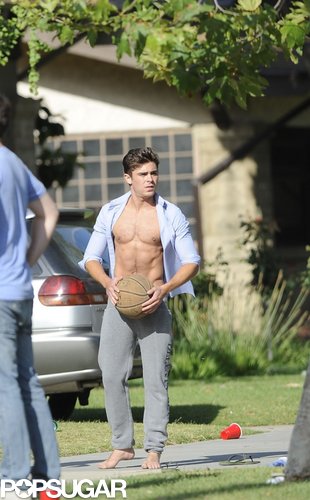 Zac Efron shot hoops on the Townies set.
Zac Efron shot hoops on the Townies set.