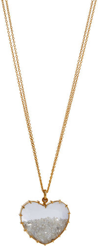 Renee Lewis Diamond Shake & Rock Crystal Heart Pendant Necklace