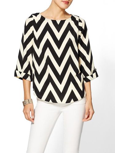 Chevron addicts can indulge the passion with Everly's graphic blouse ($49). The strong lines create a statement that's anything but an optical fashion illusion.
Chevron addicts can indulge the passion with Everly's graphic blouse ($49). The strong lines create a statement that's anything but an optical fashion illusion.