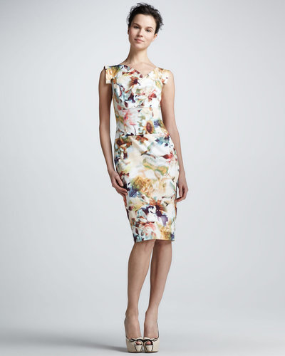 Black Halo Floral-Print Sheath Dress