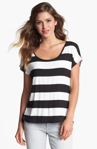 Olivia Moon Button Back Stripe Tee