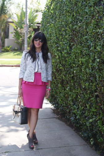 Pink Peplum & Brocade