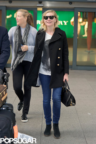 Kirsten Dunst headed out of London for the Cannes Film Festival on Monday.
Kirsten Dunst headed out of London for the Cannes Film Festival on Monday.
