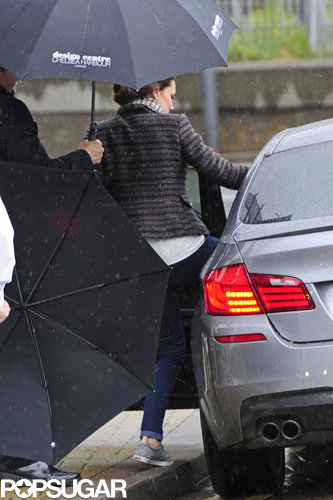 Pregnant Kate Middleton wore jeans and sneakers for a rainy day shopping trip in London.
Pregnant Kate Middleton wore jeans and sneakers for a rainy day shopping trip in London.