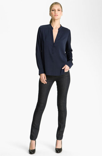 Vince Half Placket Silk Blouse