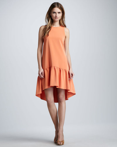 Nha Khanh Hi-Low Ruffle-Hem Dress, Tangerine