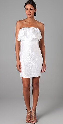 Thread Short Strapless Double Ruffle Dress