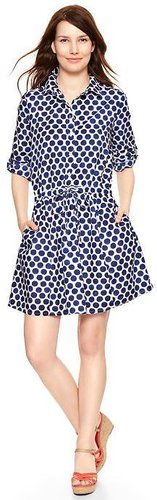 Printed roll-sleeve shirtdress