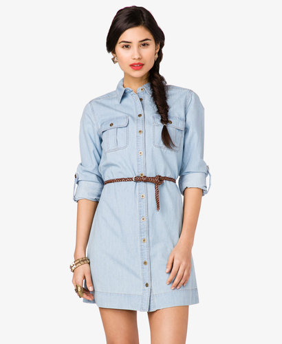 FOREVER 21 Denim Shirt Dress w/ Belt