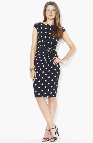 Lauren Ralph Lauren Polka Dot Jersey Sheath Dress