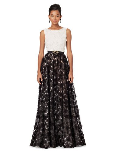 Sleeveless Embroidered Gown  With Full Skirt