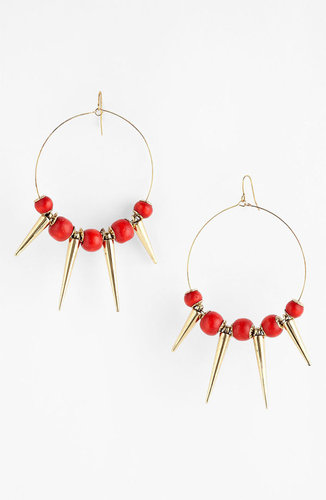 Spring Street Design Group Wood & Spike Hoop Earrings